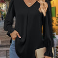 V-Neck Flounce Sleeve Blouse