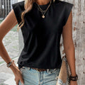 Round Neck Cap Sleeve Blouse