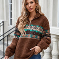 Half Zip Long Sleeve Fuzzy Top