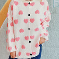 Heart Button Up Long Sleeve Cardigan