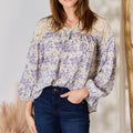 Hailey & Co Full Size Lace Detail Printed Blouse