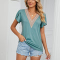 Contrast Trim Petal Sleeve V-Neck Top