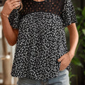 Perfee Lace Detail Floral Round Neck Short Sleeve Blouse