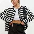 Striped Dropped Shoulder Long Sleeve Cardigan