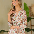 Sew In Love Full Size Wrinkle-Free Floral Notched Top