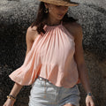 Ruched Peplum Round Neck Tank