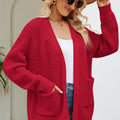 Open Front Raglan Sleeve Pocketed Cardigan