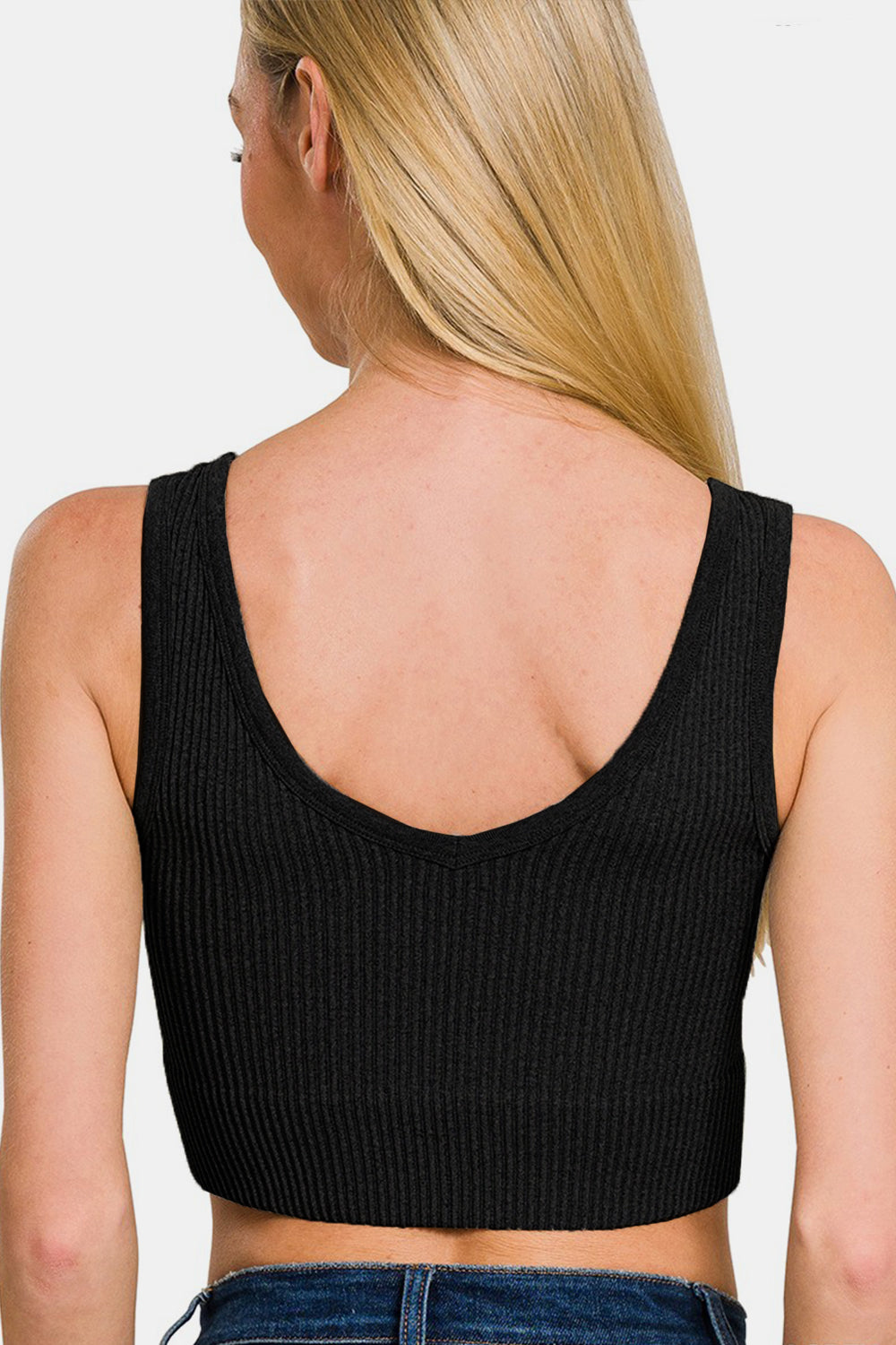 Zenana Ribbed Seamless Tank with Pads