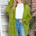 Openwork Open Front Long Sleeve Cardigan