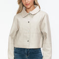 Snobbish Snap Down Long Sleeve PU Leather Jacket