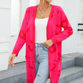 Angel Wings Printed Long Sleeve Cardigan with Pockets