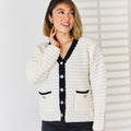 Contrast Trim Button Up Cardigan