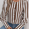 Perfee Striped Round Neck Long Sleeve Blouse