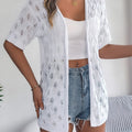 Openwork Open Front Short Sleeve Cardigan