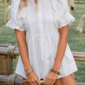 Peplum Round Neck Flounce Sleeve Blouse