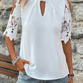 Lace Mock Neck Cold Shoulder Blouse