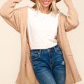 Haptics Stripe Textured Open Front Cardigan with Pockets