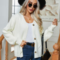 Button Up V-Neck Long Sleeve Cardigan