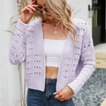 Open Front Cuffed Cropped Cardigan