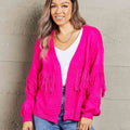 Angel Wings Fringe Trim Open Front Cardigan