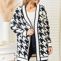 Mandy Woven Right Houndstooth Open Front Longline Cardigan