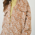HYFVE Zebra Print Snap Down Long Sleeve Shacket