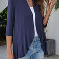 Open Front Three-Quarter Sleeve Cardigan
