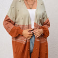 Pompom Color Block Open Front Cardigan