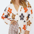 Floral V-Neck Button Up Long Sleeve Cardigan
