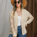 Eyelet Button Up Lantern Sleeve Cardigan