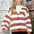 Striped Button Up Long Sleeve Sweater