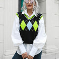 Geometric V-Neck Sweater Vest