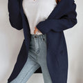 Perfee Ribbed Open Front Hooded Cardigan with Pockets