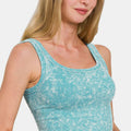 Zenana Washed Ribbed Scoop Neck Wide Strap Tank