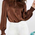 Frill Tied Lantern Sleeve Blouse