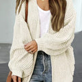 Drop Shoulder Balloon Sleeve Cardigan
