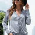 Striped Snap Down Long Sleeve Cardigan