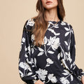 Annie Wear Frill Printed Balloon Sleeve Blouse