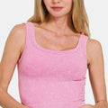 Zenana Washed Ribbed Scoop Neck Wide Strap Tank