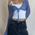 Openwork Tied Dropped Shoulder Cardigan