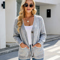 Button Down V-Neck Cardigan with Pockets