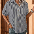 Perfee Striped Collared Neck Half Sleeve Shirt