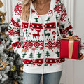 Drawstring Christmas Element Zip Up Hooded Jacket