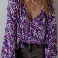 Floral Tie Neck Long Sleeve Blouse