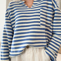 Stripe Chest Pocket Notched Top