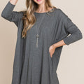 BOMBOM Round Neck Long Sleeve Oversized Top
