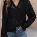 Perfee Lace Button Front Long Sleeve Top