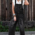 Distressed Wide Strap Denim Overalls
