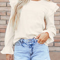 Ruffled Round Neck Flounce Sleeve Top
