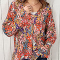Floral V-Neck Long Sleeve Blouse
